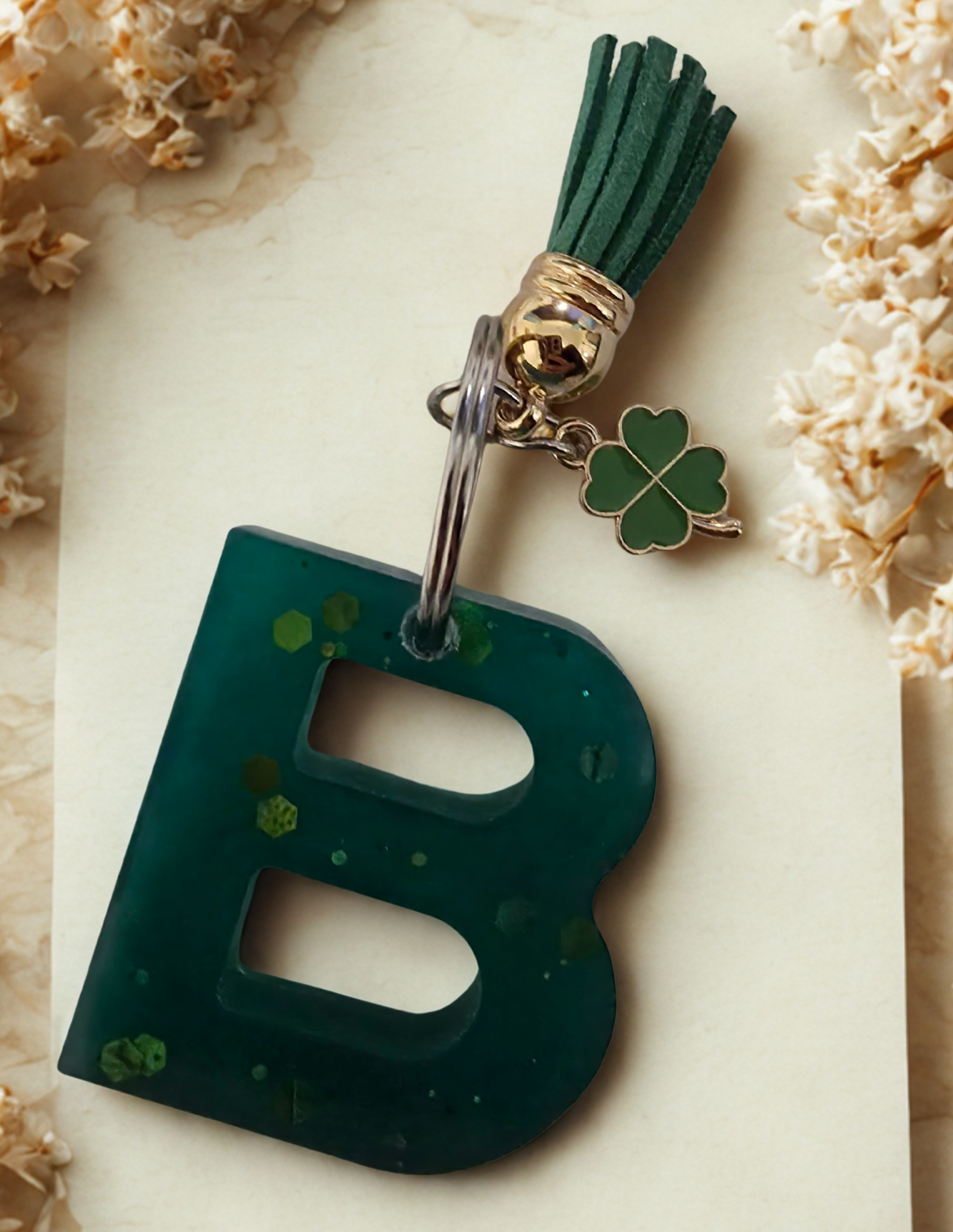 Emerald Whirl 'B' Keychain